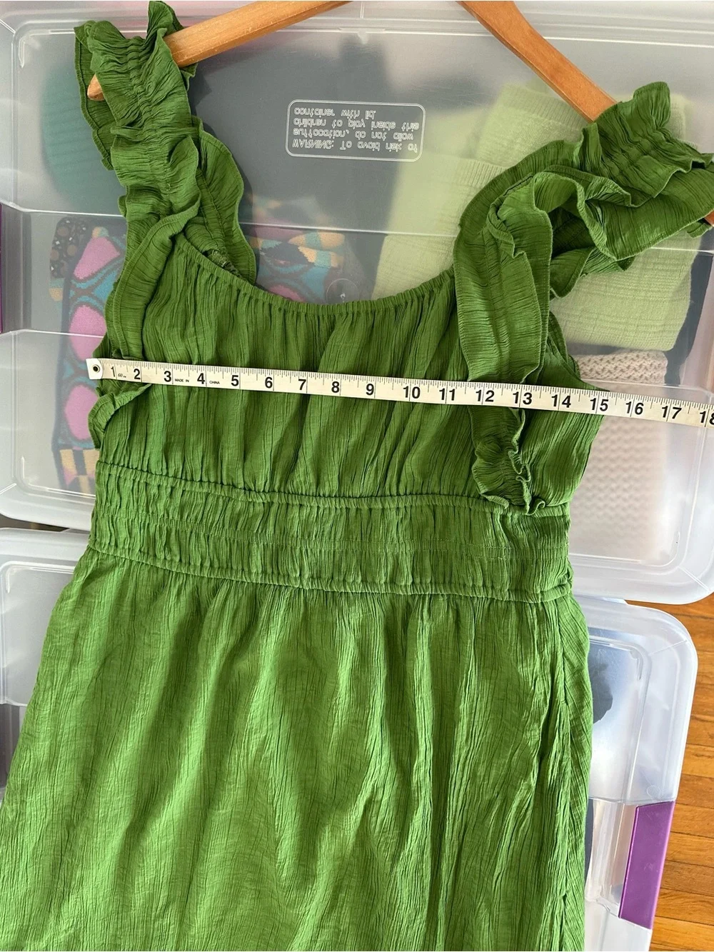 Abercrombie & Fitch Green Ruffle Strap Smocked Maxi Dress Size Large Vacation